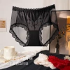 Lace plus-size underwear for women, high-waisted lace cut-out mesh, plump mm, 90 to 210 pounds, breathable and sexy, triangular waistband details Picture